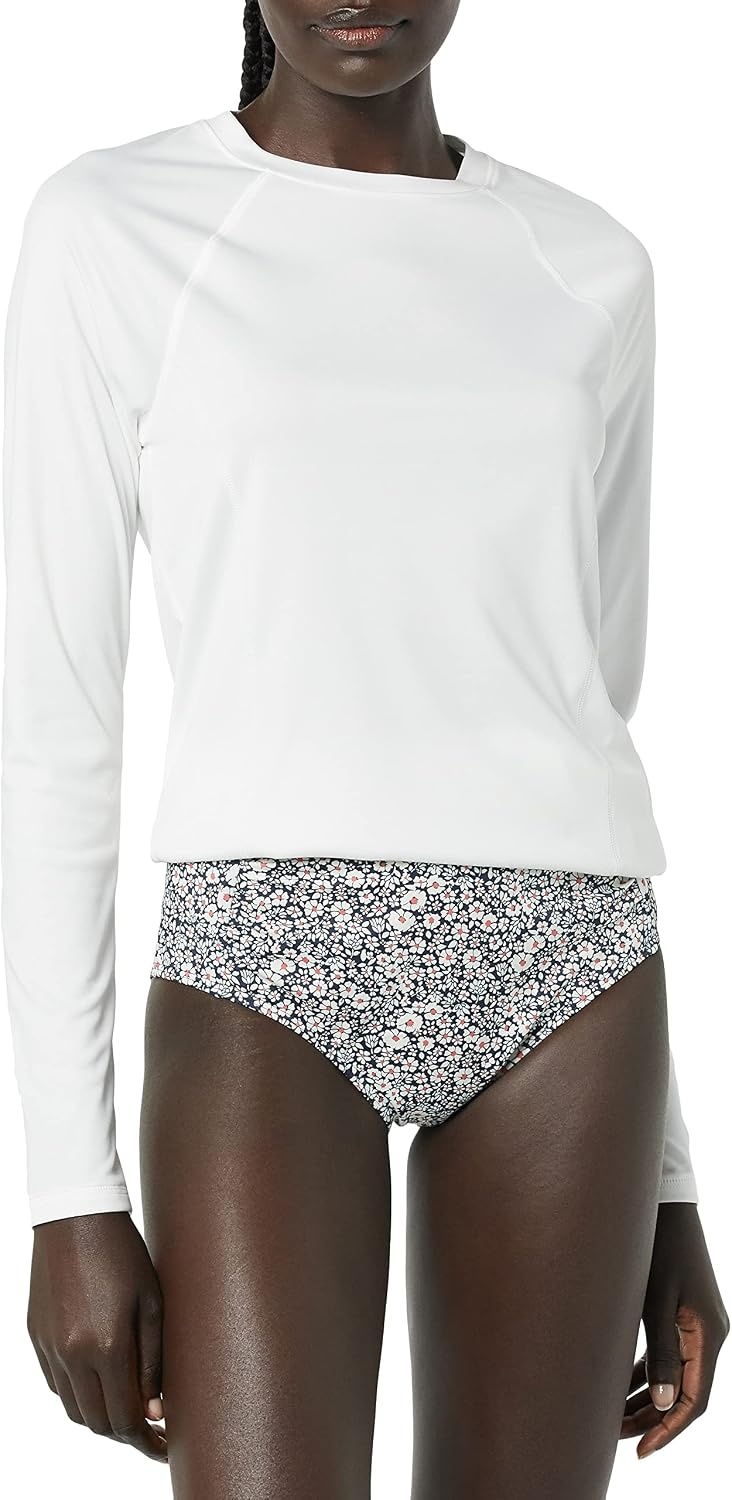 image:imageAmazon Essentials Womens Long Sleeve Rash GuardWhite