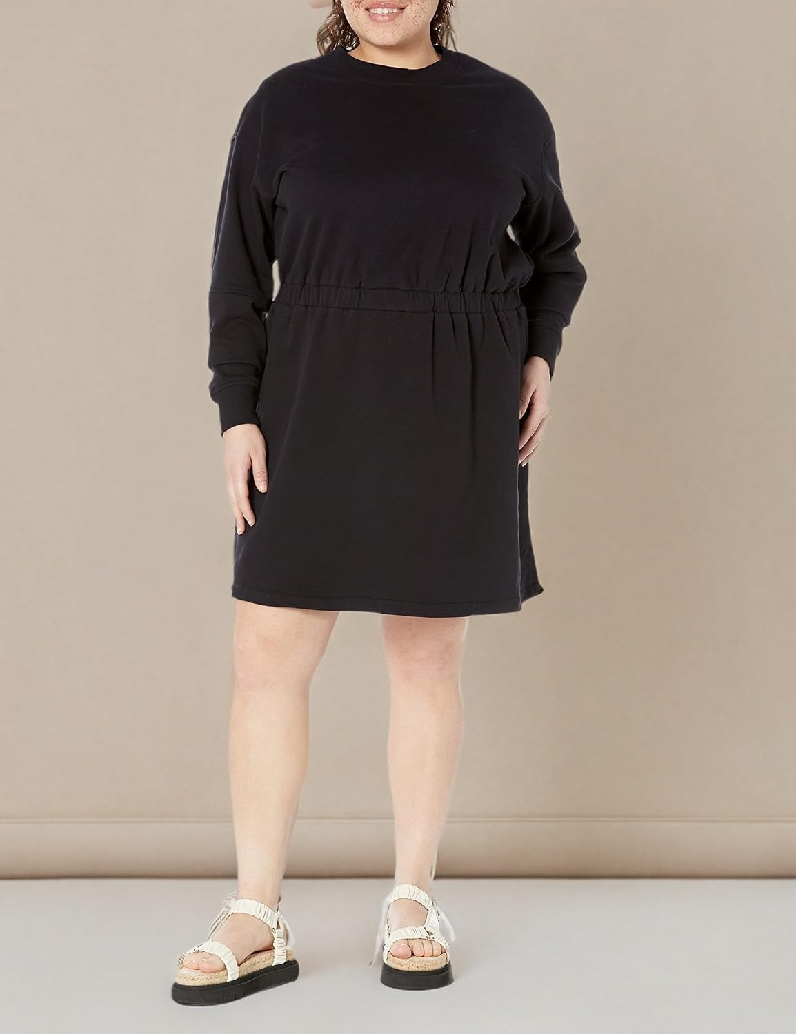 image:imageAmazon Essentials Womens Long Sleeve Sweatshirt DressBlack