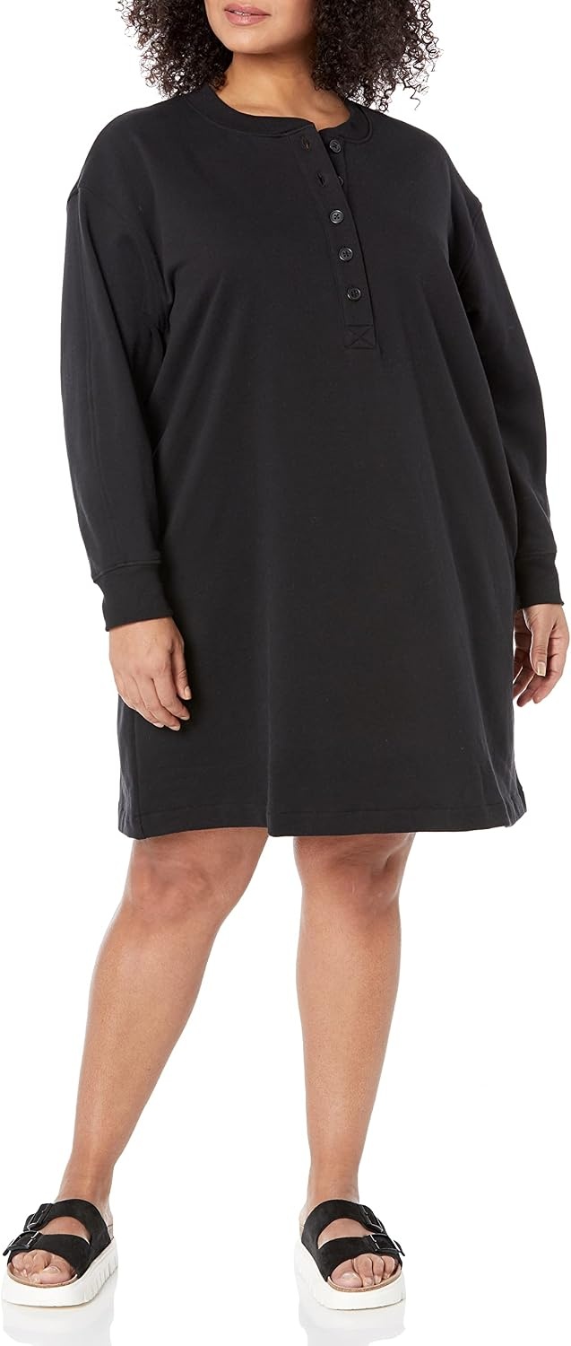 image:imageAmazon Essentials Womens Long Sleeve Sweatshirt DressBlack
