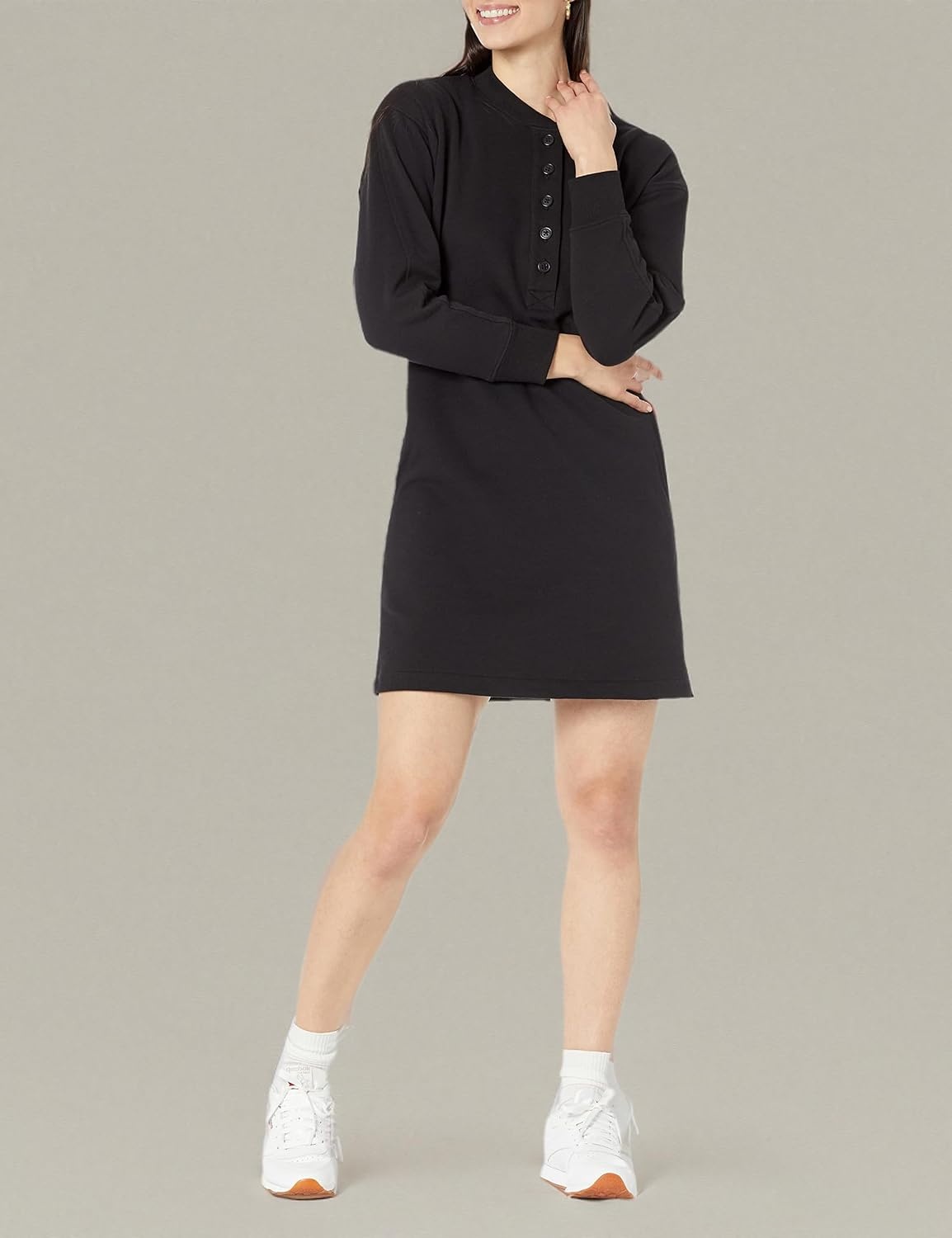 image:imageAmazon Essentials Womens Long Sleeve Sweatshirt DressBlack