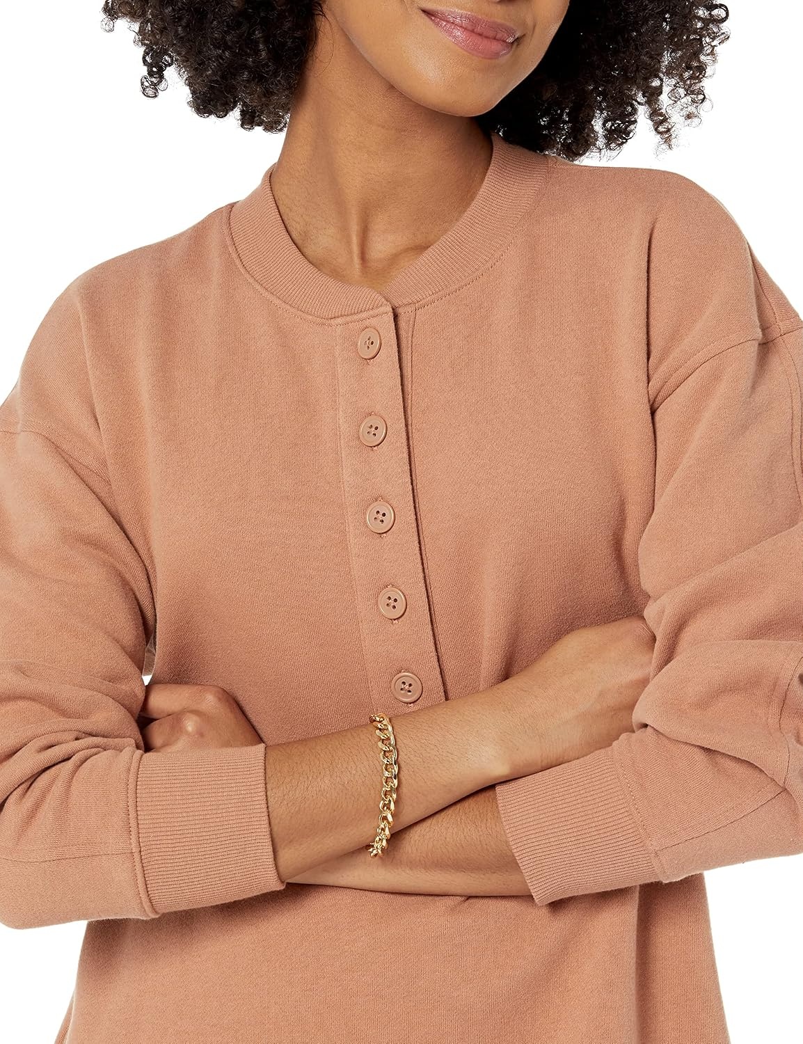 image:imageAmazon Essentials Womens Long Sleeve Sweatshirt DressLight Brown