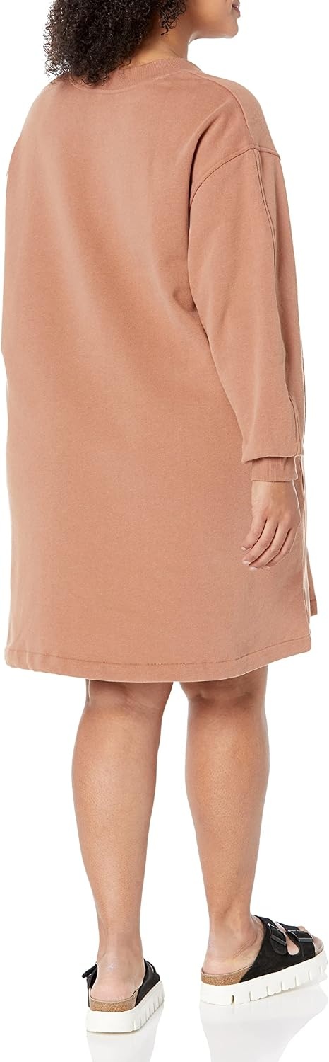 image:imageAmazon Essentials Womens Long Sleeve Sweatshirt DressLight Brown