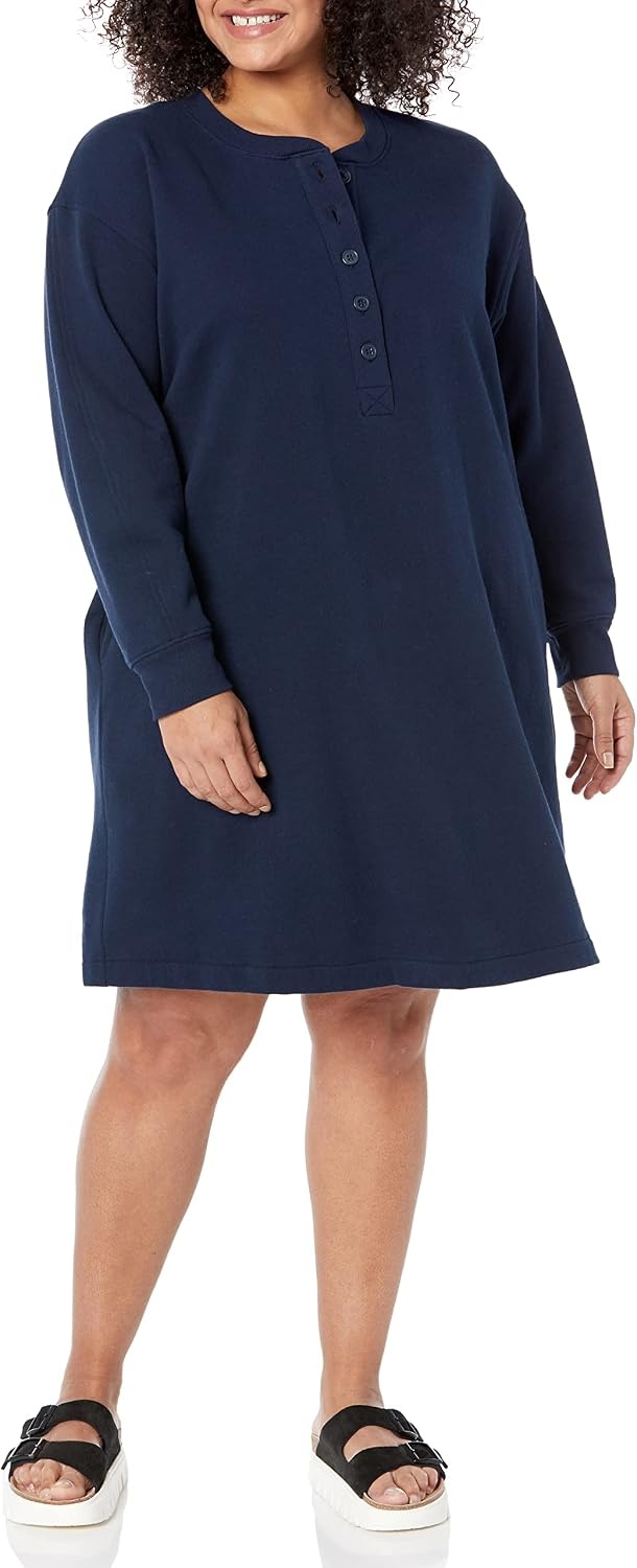 image:imageAmazon Essentials Womens Long Sleeve Sweatshirt DressNavy