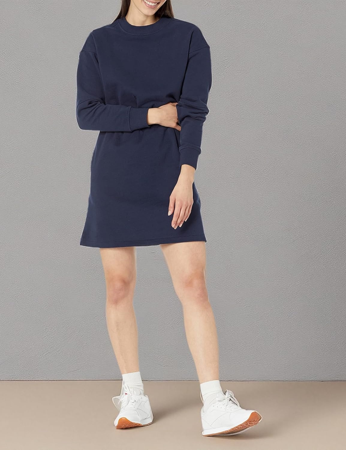 image:imageAmazon Essentials Womens Long Sleeve Sweatshirt DressNavy