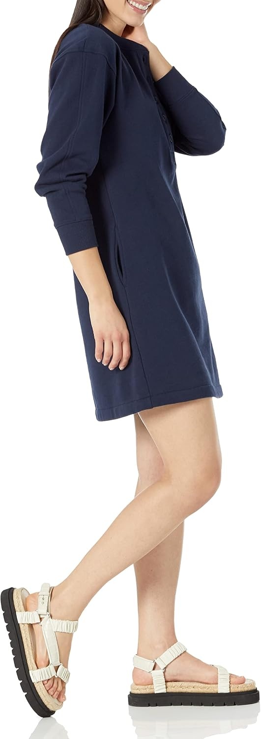 image:imageAmazon Essentials Womens Long Sleeve Sweatshirt DressNavy