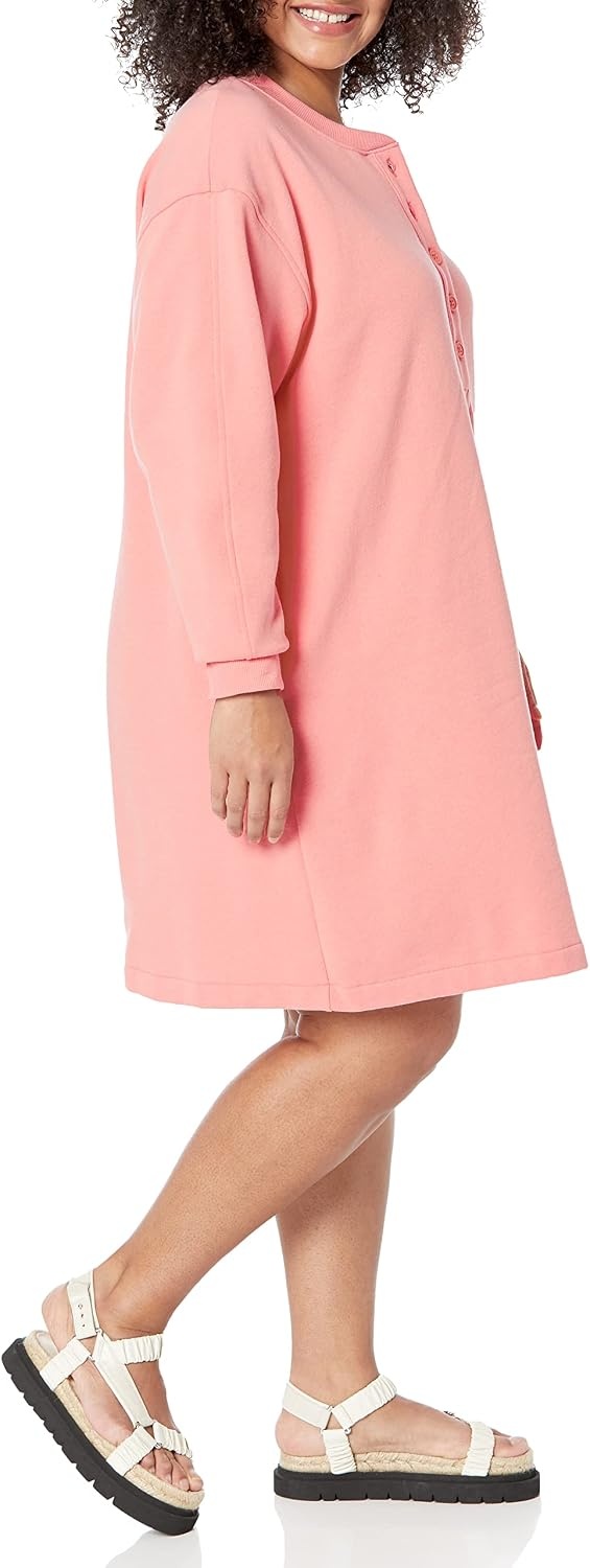 image:imageAmazon Essentials Womens Long Sleeve Sweatshirt DressPeach