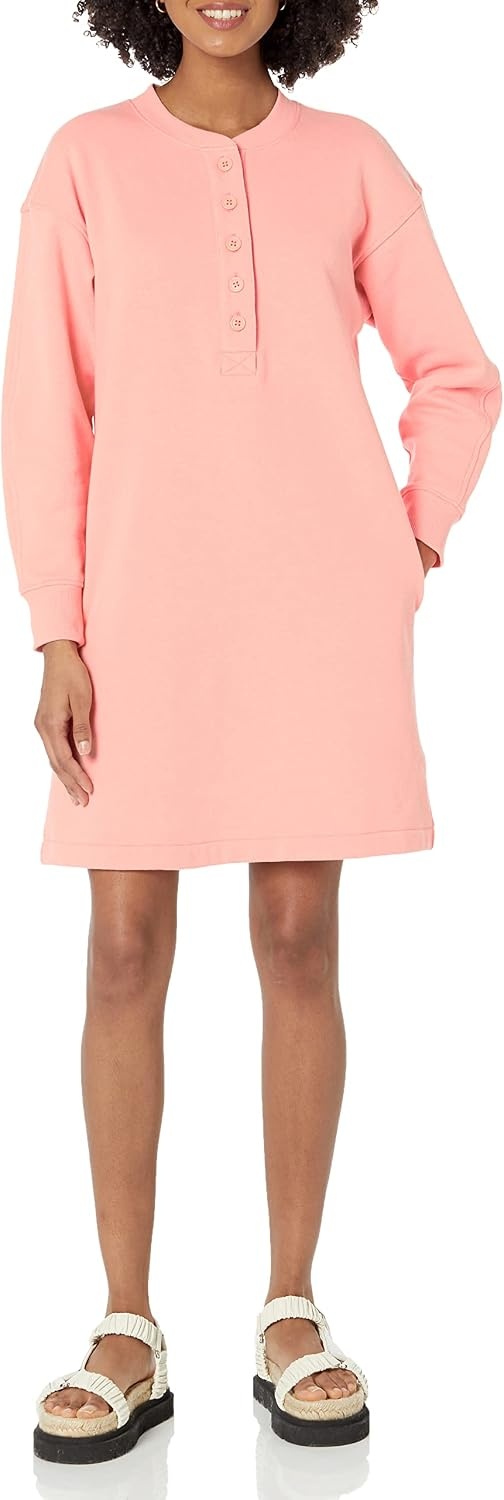 image:imageAmazon Essentials Womens Long Sleeve Sweatshirt DressPeach