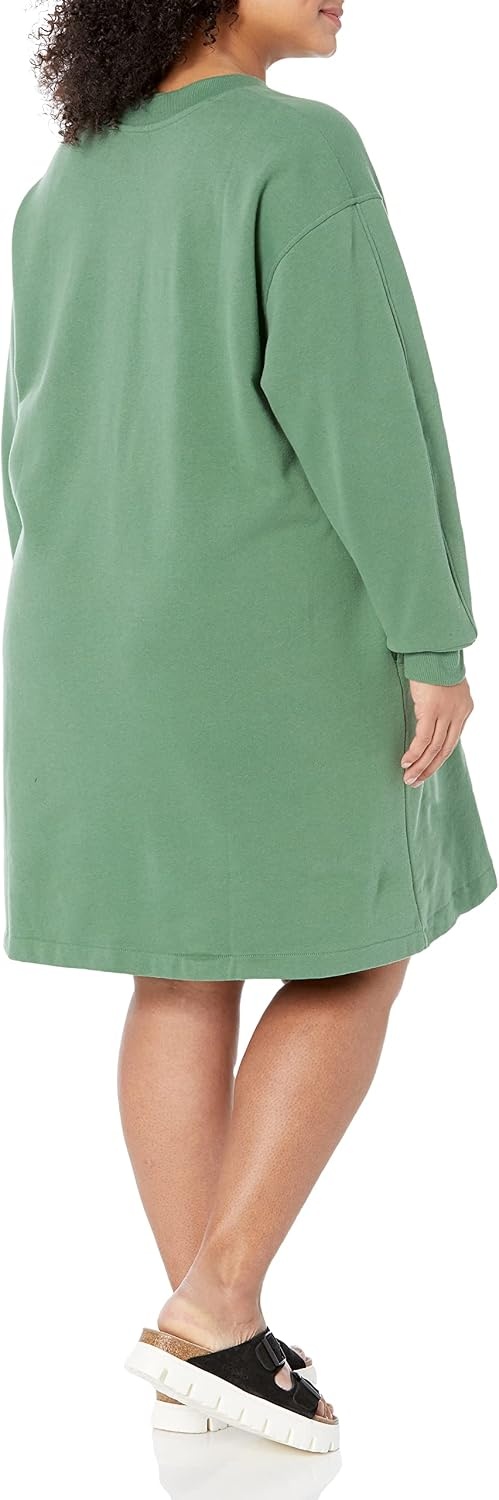 image:imageAmazon Essentials Womens Long Sleeve Sweatshirt DressSage Green