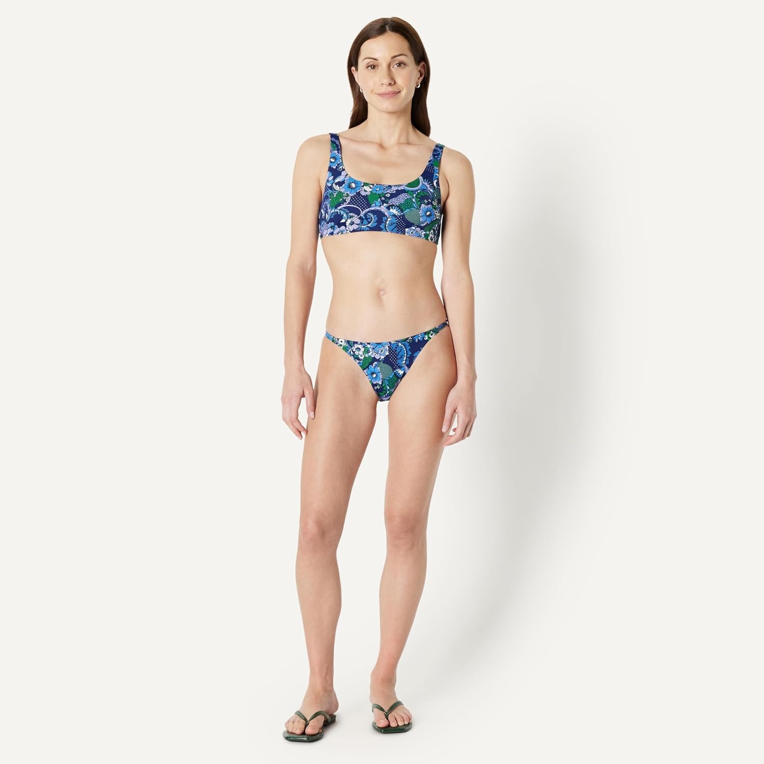 image:imageAmazon Essentials Womens Low Rise Notie String Swim Bikini BottomDeep Blue Paisley