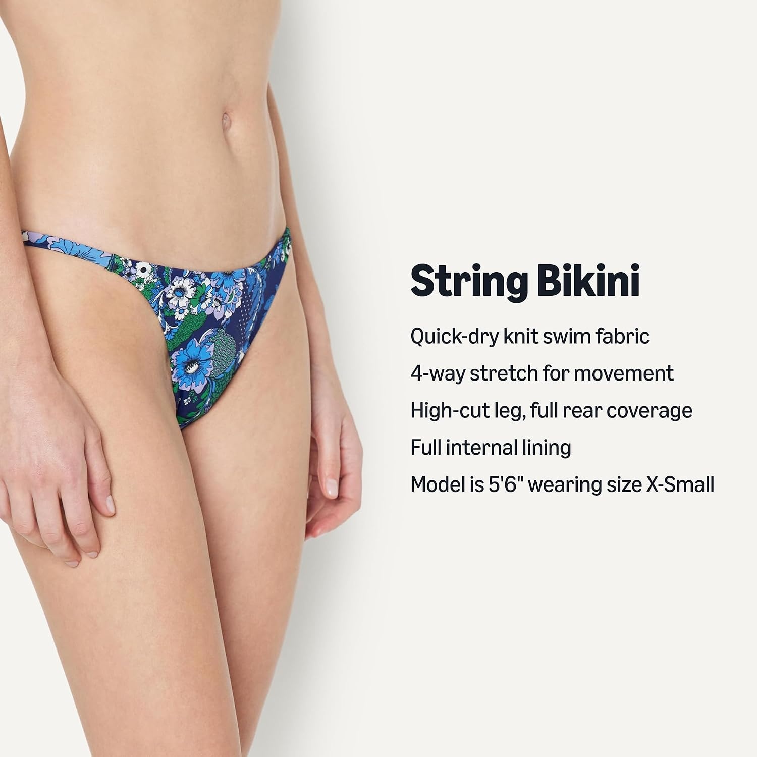 image:imageAmazon Essentials Womens Low Rise Notie String Swim Bikini BottomDeep Blue Paisley