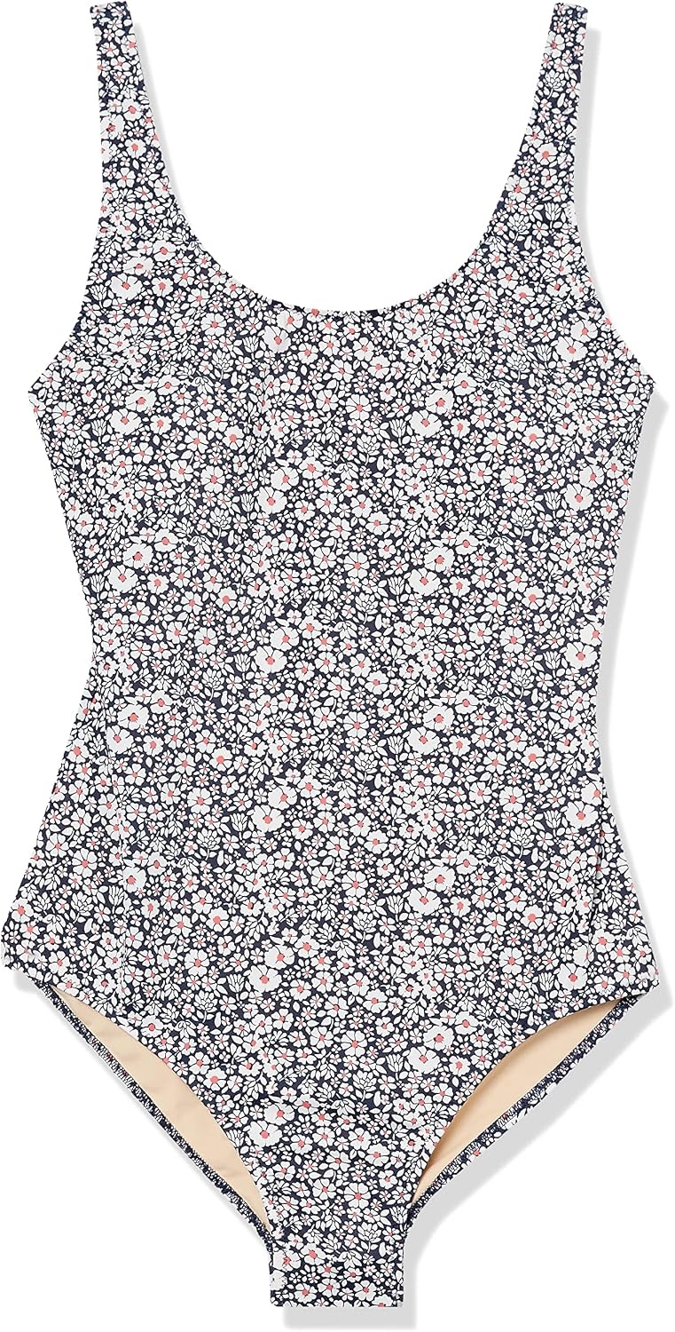 image:imageAmazon Essentials Womens OnePiece Scoop Neck Coverage Swimsuit Available in Plus SizeDitsy Floral