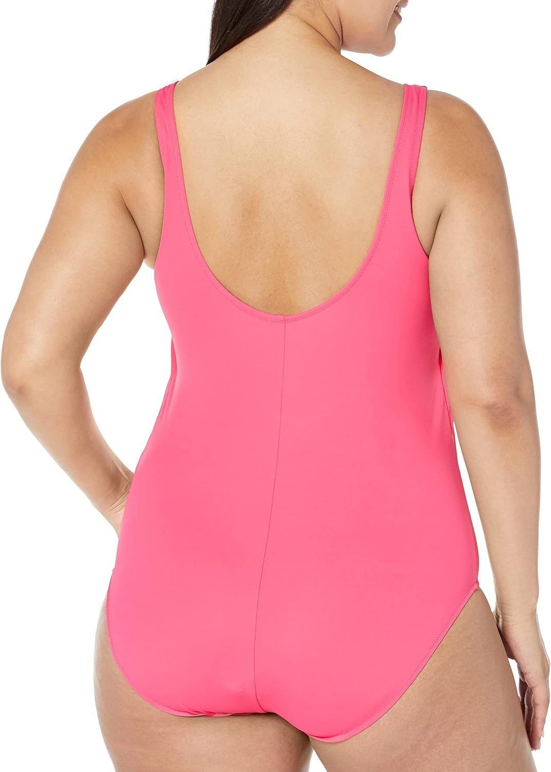 image:imageAmazon Essentials Womens OnePiece Scoop Neck Coverage Swimsuit Available in Plus SizeHot Pink