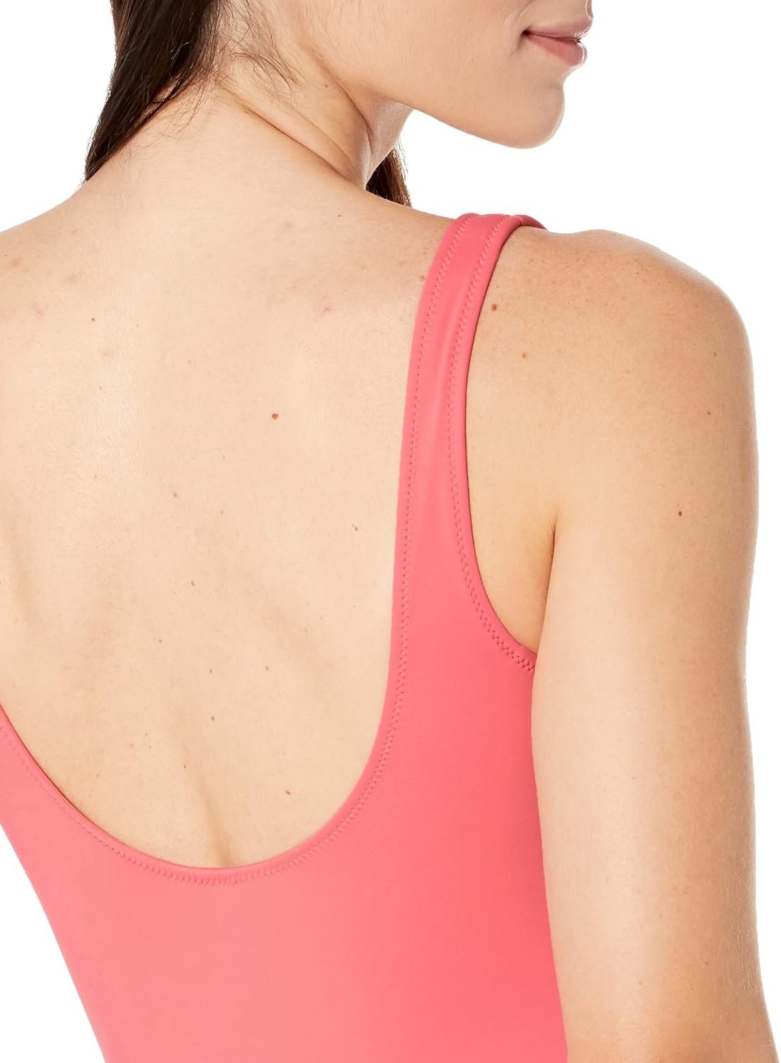 image:imageAmazon Essentials Womens OnePiece Scoop Neck Coverage Swimsuit Available in Plus SizeSalmon Pink