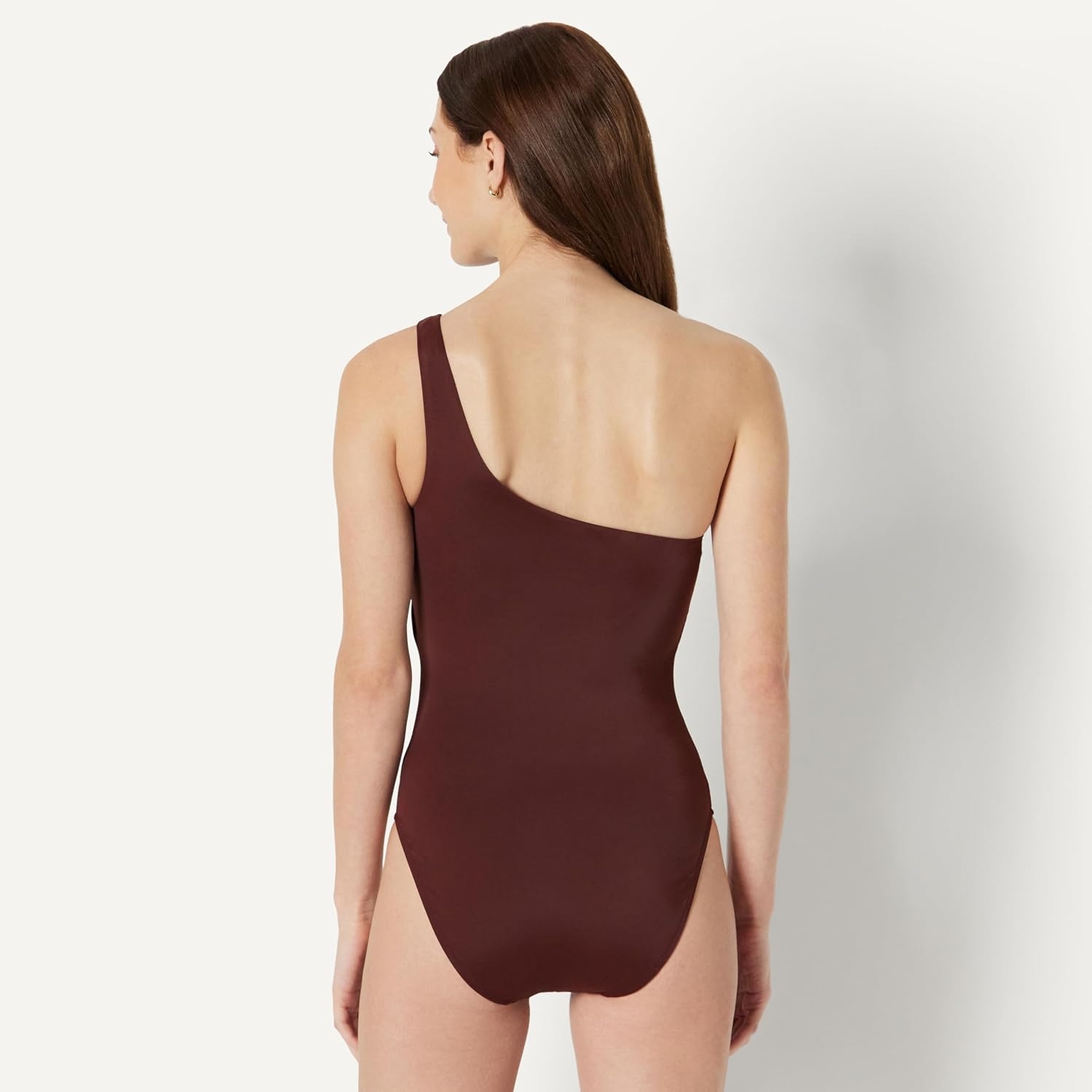 image:imageAmazon Essentials Womens OneShoulder OnePiece SwimsuitDeep Brown