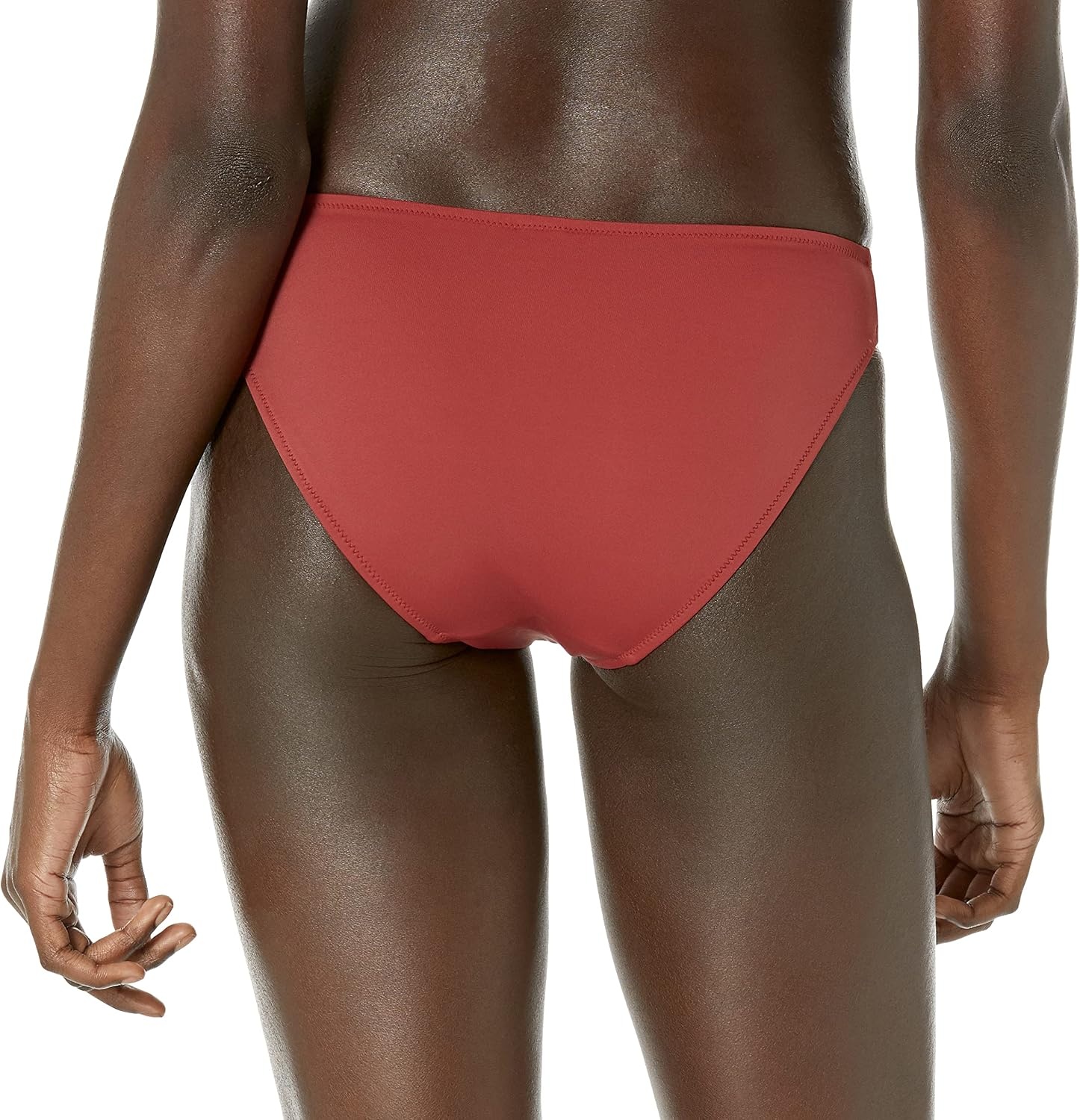 image:imageAmazon Essentials Womens Ruched Side Tab Full Coverage Bikini Swimsuit BottomBrick Red