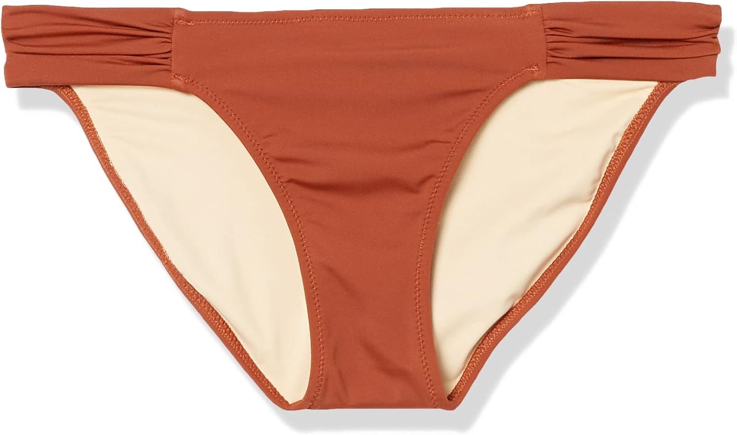 image:imageAmazon Essentials Womens Ruched Side Tab Full Coverage Bikini Swimsuit BottomBrown