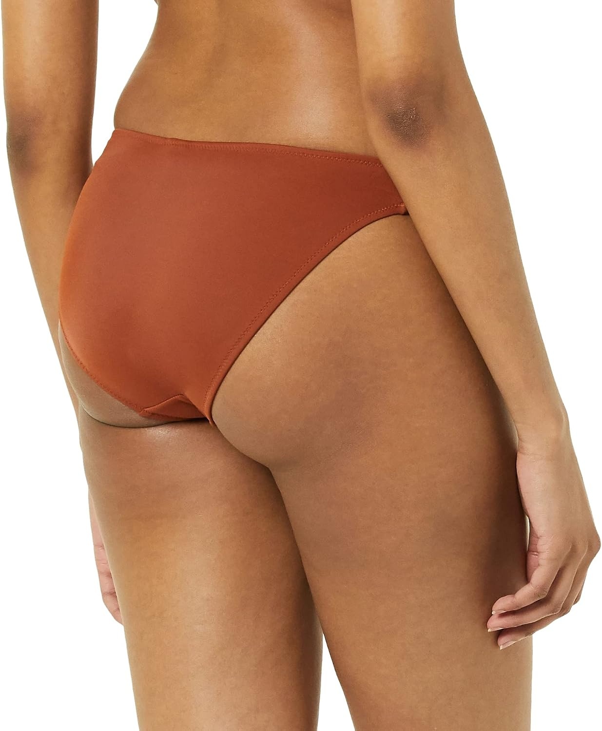 image:imageAmazon Essentials Womens Ruched Side Tab Full Coverage Bikini Swimsuit BottomBrown