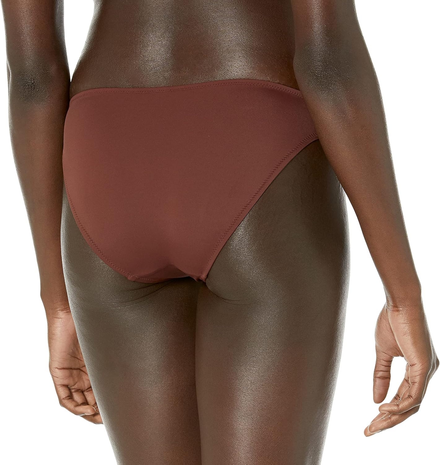 image:imageAmazon Essentials Womens Ruched Side Tab Full Coverage Bikini Swimsuit BottomDeep Brown