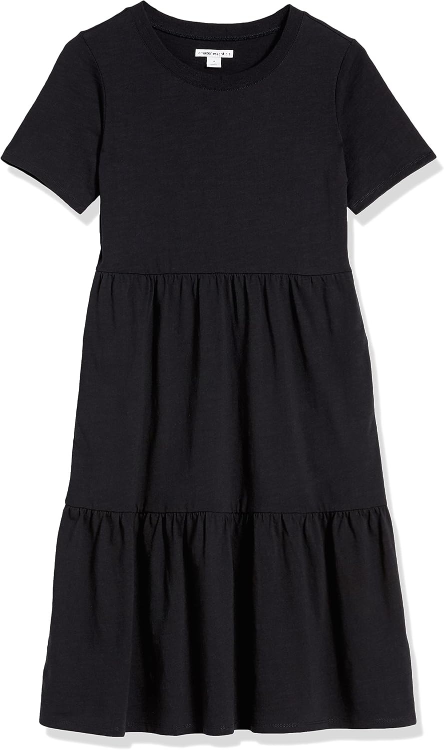 image:imageAmazon Essentials Womens ShortSleeve Crewneck Tiered Cotton DressBlack