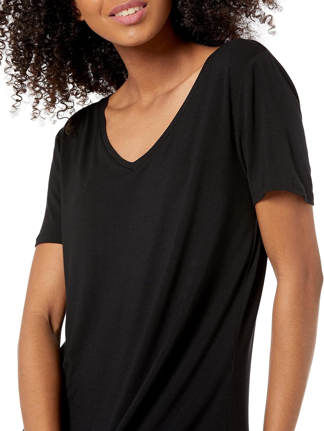 image:imageAmazon Essentials Womens ShortSleeve Scoopneck Swing DressBlack