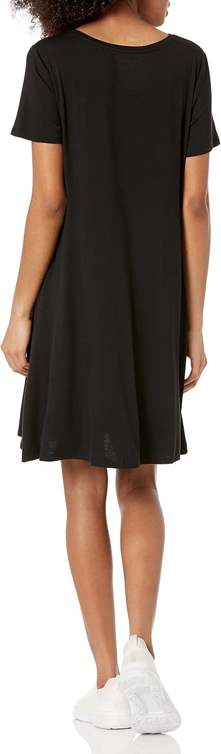 image:imageAmazon Essentials Womens ShortSleeve Scoopneck Swing DressBlack