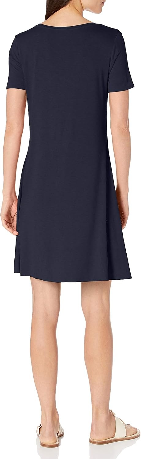 image:imageAmazon Essentials Womens ShortSleeve Scoopneck Swing DressNavy