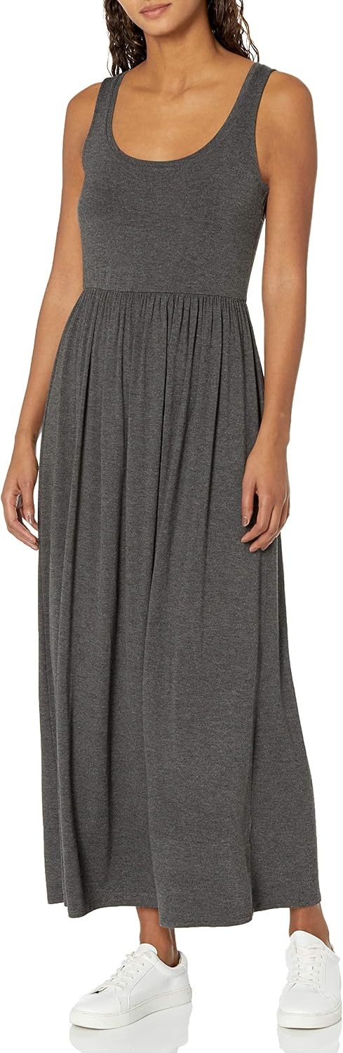 image:imageAmazon Essentials Womens Tank Maxi DressCharcoal Heather