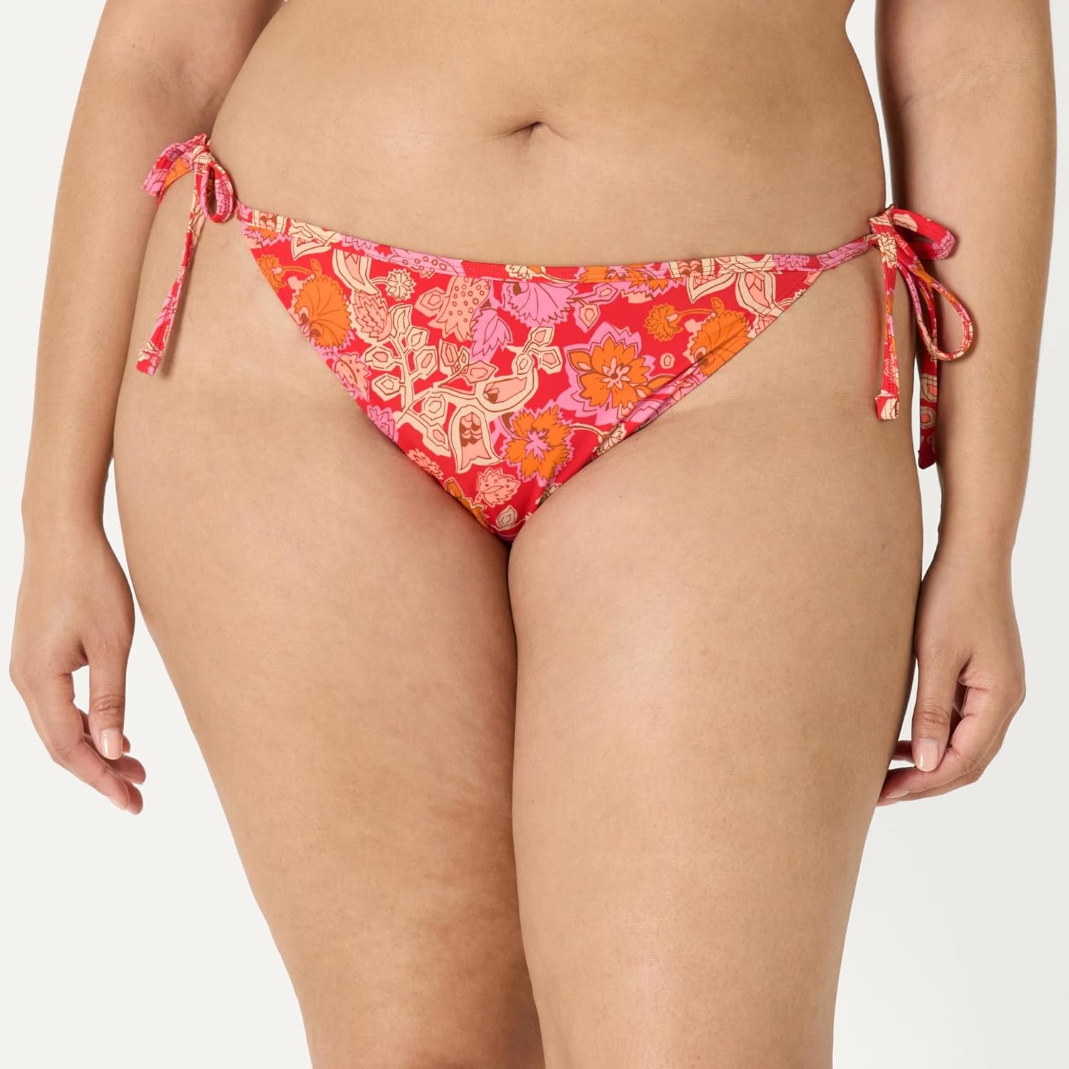 image:imageAmazon Essentials Womens Tie Side Bikini BottomBright Red Multi Folk Floral