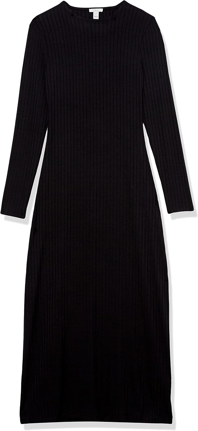 image:imageAmazon Essentials Womens Wide Rib Open Back Long Sleeve Dress Previously Daily RitualBlack