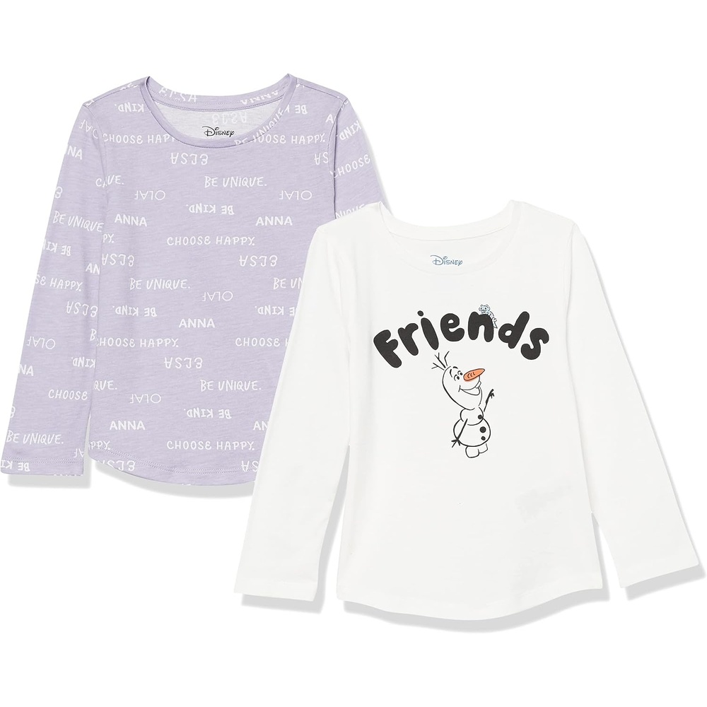 image:imageAmazon Essentials Disney Marvel Star Wars Frozen Princess Girls and Toddlers LongSleeve TShirts Pack of 22pack Frozen Friends