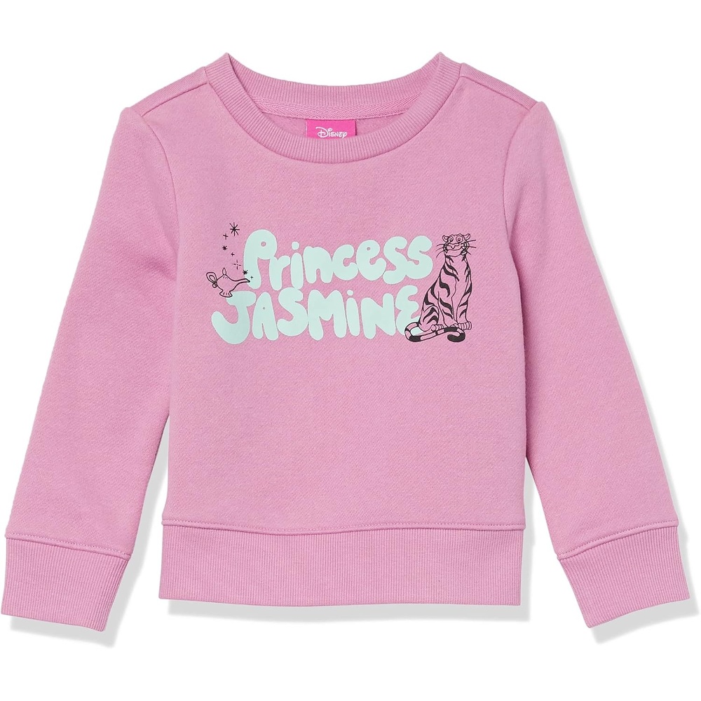 image:imageAmazon Essentials Disney Marvel Star Wars Princess Girls and Toddlers Fleece Pullover Crew SweatshirtPrincess Jasmine