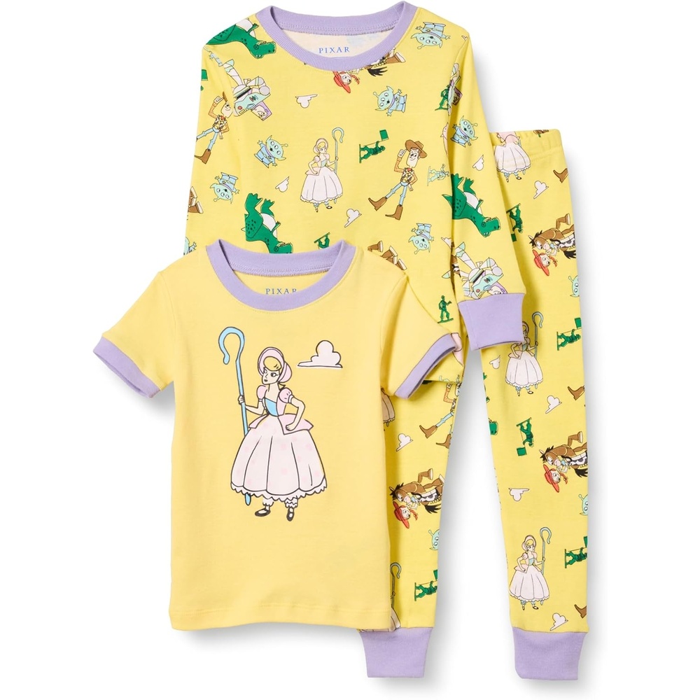 image:imageAmazon Essentials Disney Marvel Star Wars Princess Girls and Toddlers SnugFit Cotton Pajamas Set Pack of 33piece Toy Story Bo Peep Set