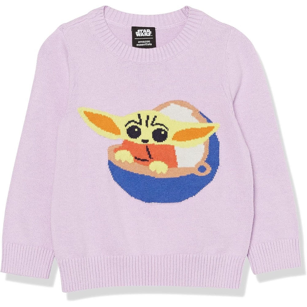 image:imageAmazon Essentials Disney Marvel Star Wars Princess Girls and Toddlers Soft Long Sleeve Crewneck Pullover SweatersStar Wars Grogu Girls