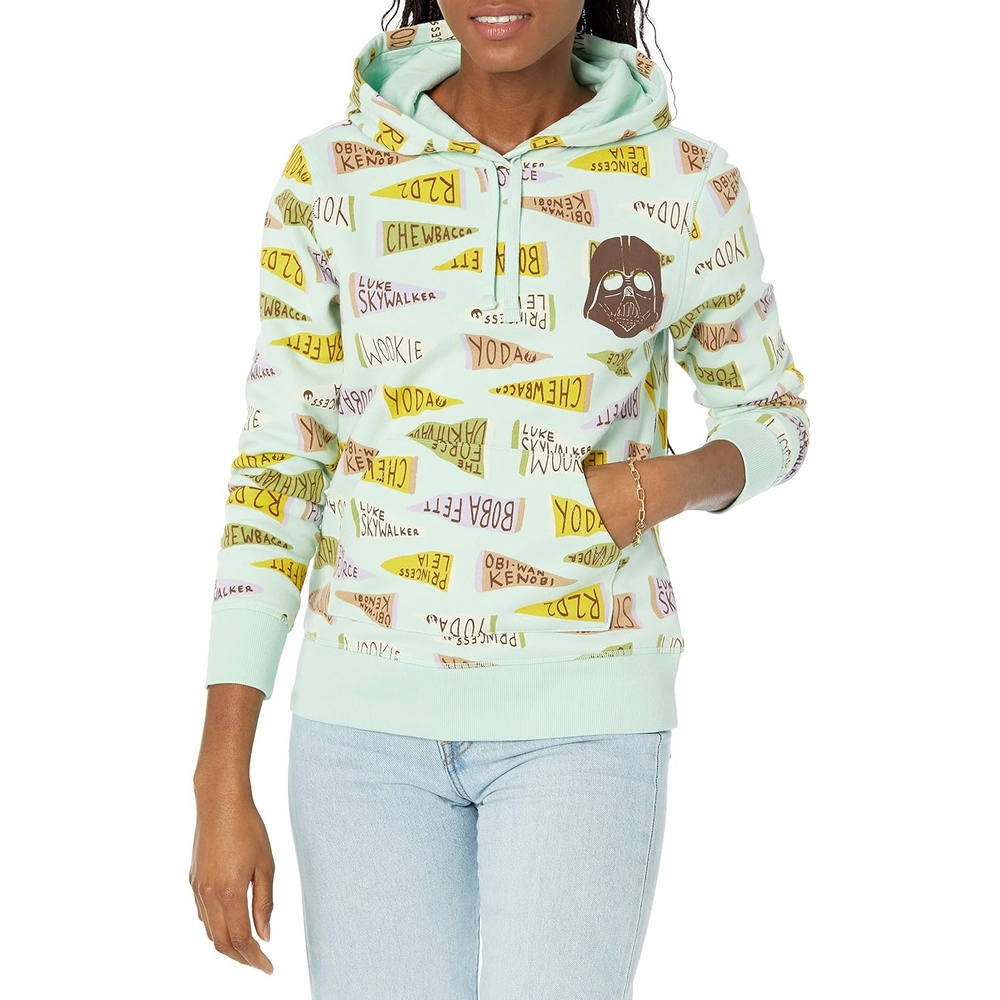 image:imageAmazon Essentials Disney Marvel Star Wars Princess Womens Fleece Hooded Pullover Sweatshirts Available in Plus SizeStar Wars Pennant