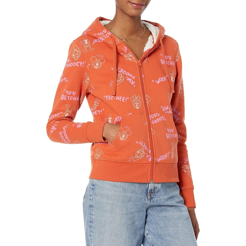 image:imageAmazon Essentials Disney Marvel Star Wars Princess Womens Fleece SherpaLined FullZip Hooded SweatshirtMickey and Friends