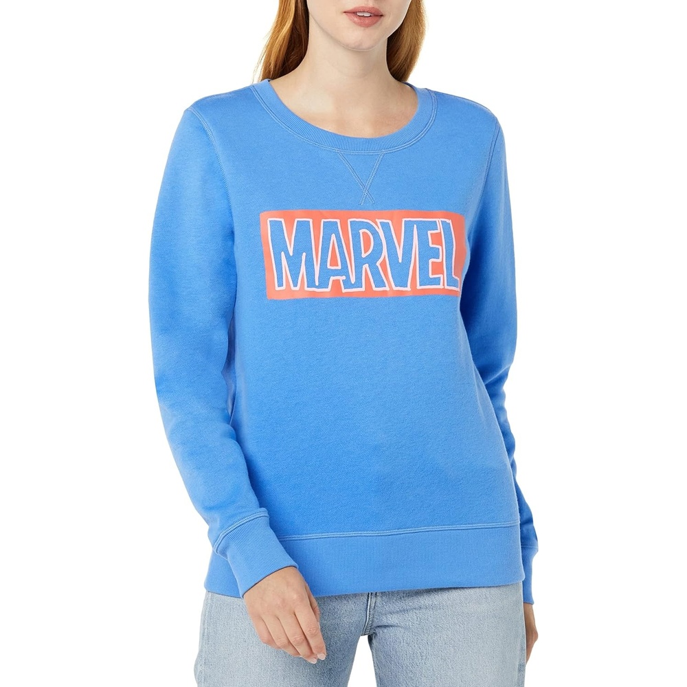 image:imageAmazon Essentials Disney Marvel Star Wars Princess Womens Long Sleeve Fleece Crew SweatshirtsMarvel Logo