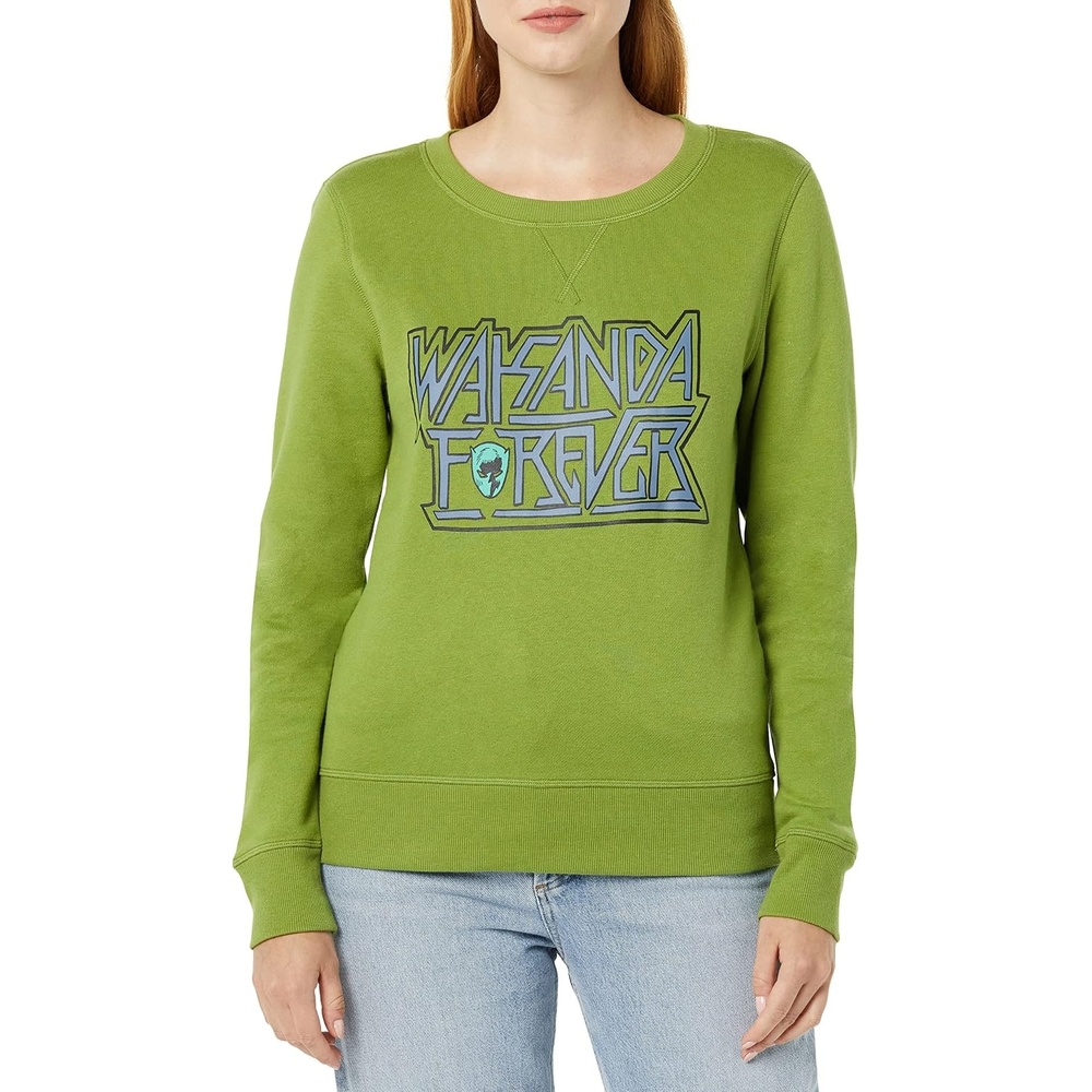 image:imageAmazon Essentials Disney Marvel Star Wars Princess Womens Long Sleeve Fleece Crew SweatshirtsMarvel Wakanda Forever