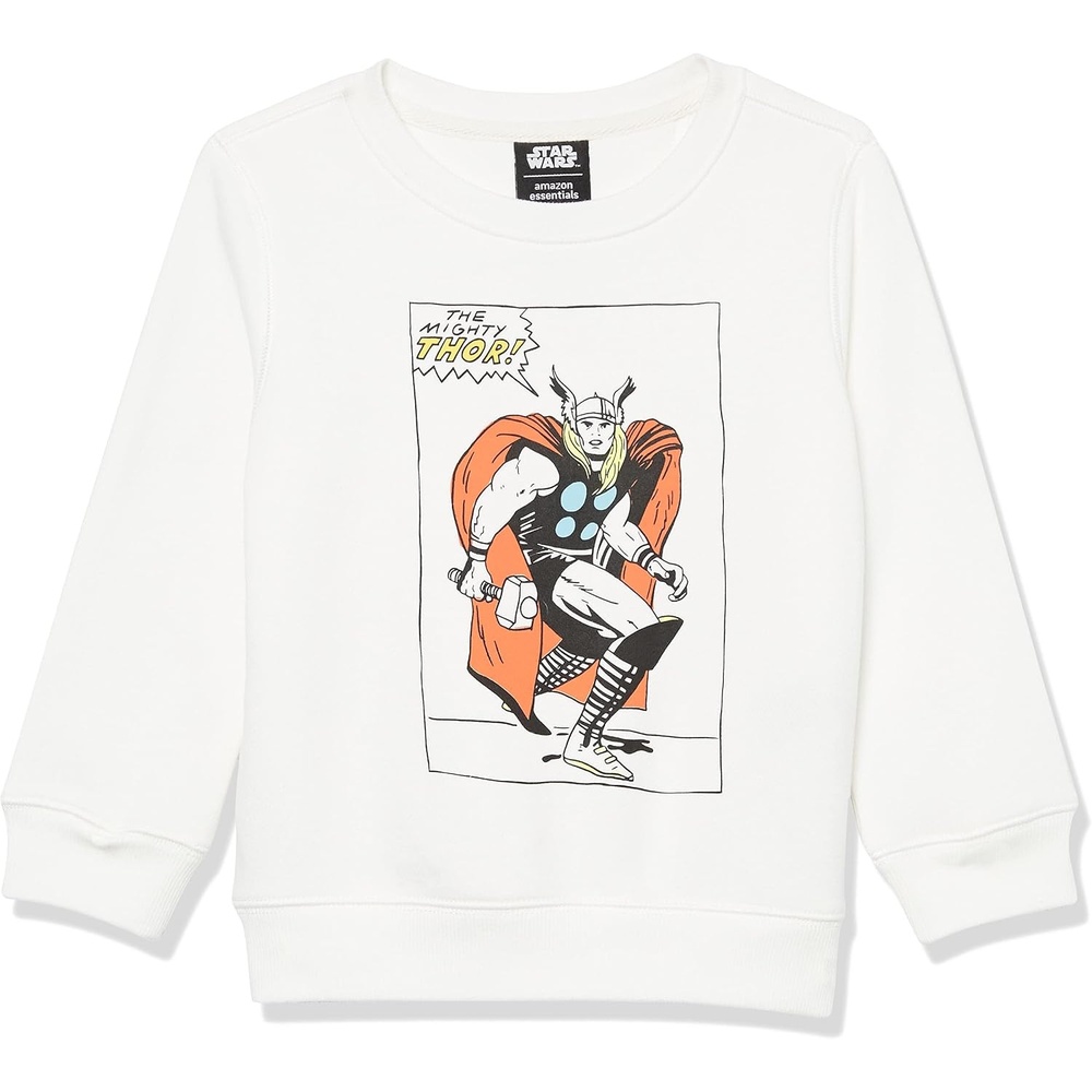 image:imageAmazon Essentials Disney Marvel Star Wars Boys and Toddlers Fleece Crewneck Pullover SweatshirtMarvel Thor