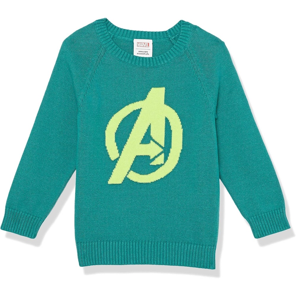 image:imageAmazon Essentials Disney Marvel Star Wars Boys and Toddlers RelaxedFit Cotton Pullover Crewneck SweatersAvengers Logo Boys