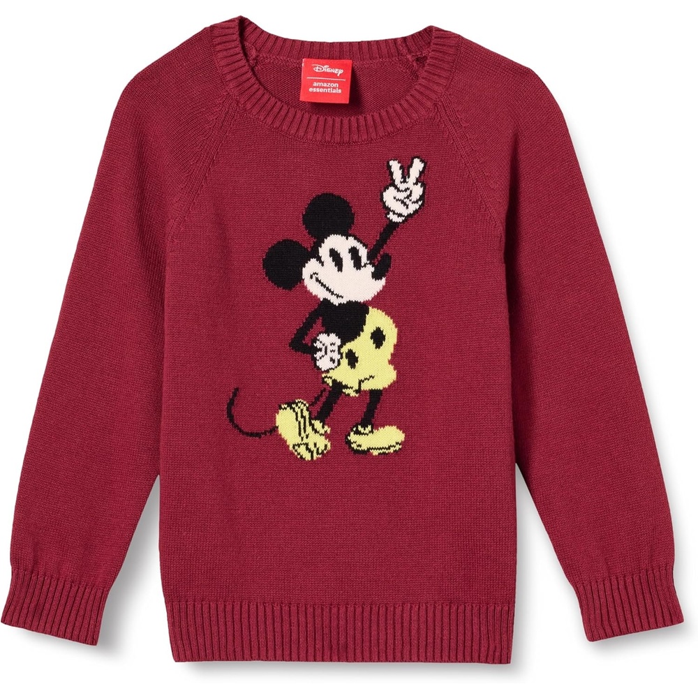 image:imageAmazon Essentials Disney Marvel Star Wars Boys and Toddlers RelaxedFit Cotton Pullover Crewneck SweatersHappy Mickey Boys