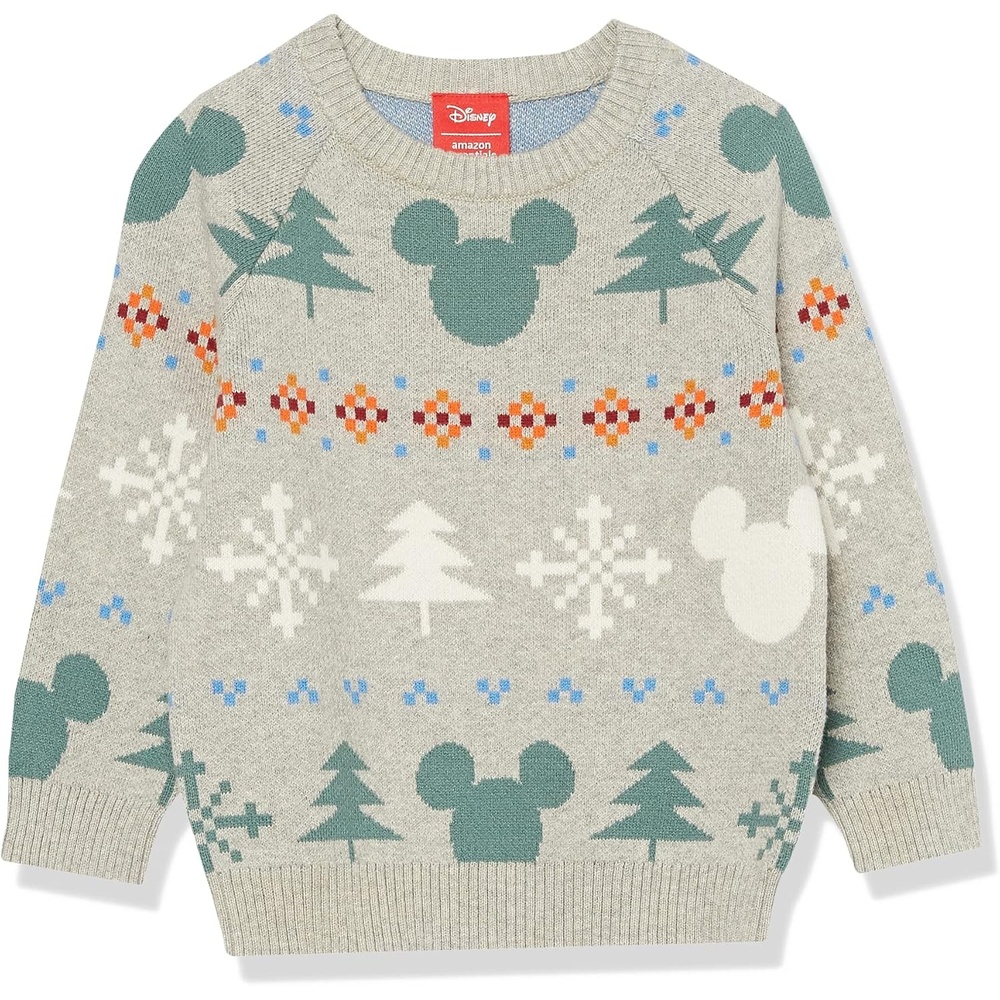 image:imageAmazon Essentials Disney Marvel Star Wars Boys and Toddlers RelaxedFit Cotton Pullover Crewneck SweatersMickey Fair Isle Boys