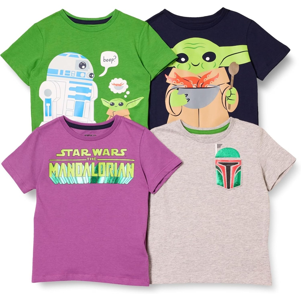 image:imageAmazon Essentials Disney Marvel Star Wars Boys and Toddlers ShortSleeve TShirts Multipacks4pack Star Wars the Child