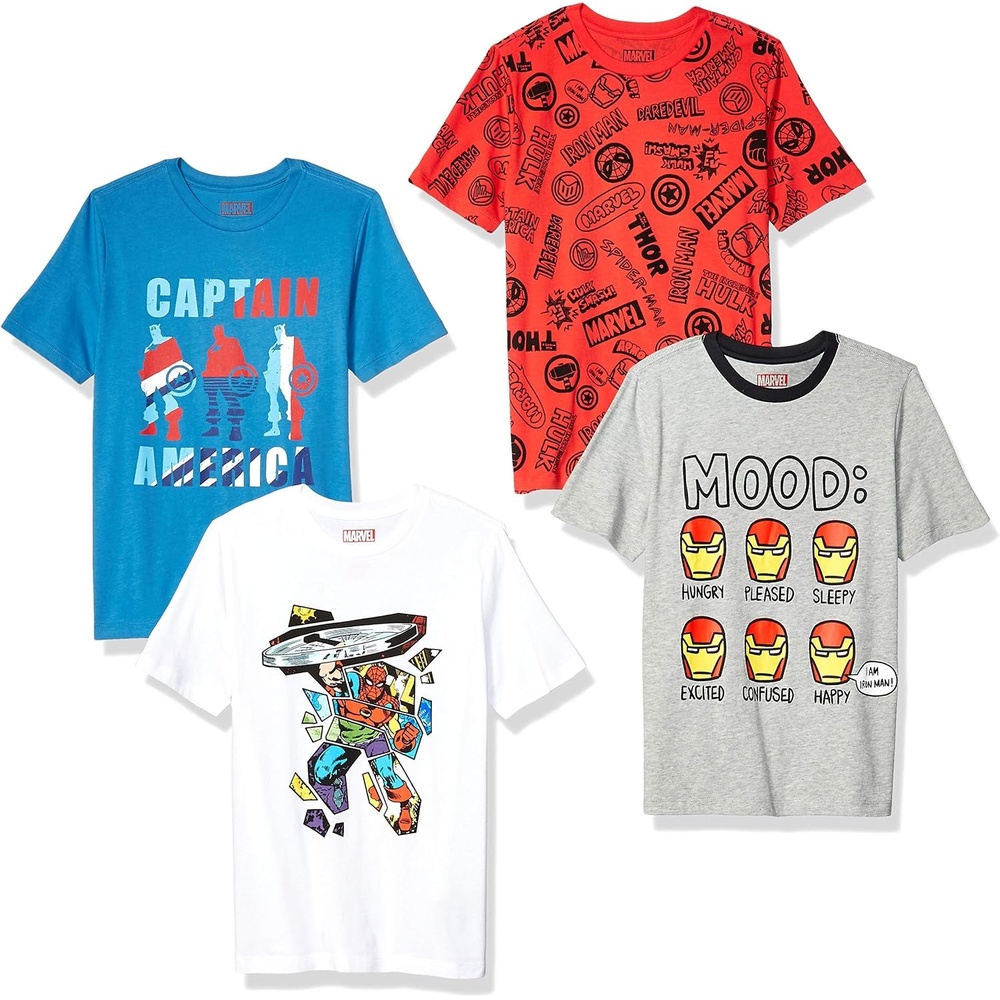 image:imageAmazon Essentials Disney Marvel Star Wars Boys and Toddlers ShortSleeve TShirts4pack Marvel Heroes