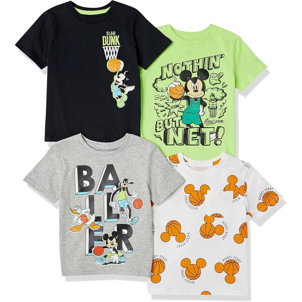image:imageAmazon Essentials Disney Marvel Star Wars Boys and Toddlers ShortSleeve TShirtsMickey Basketball