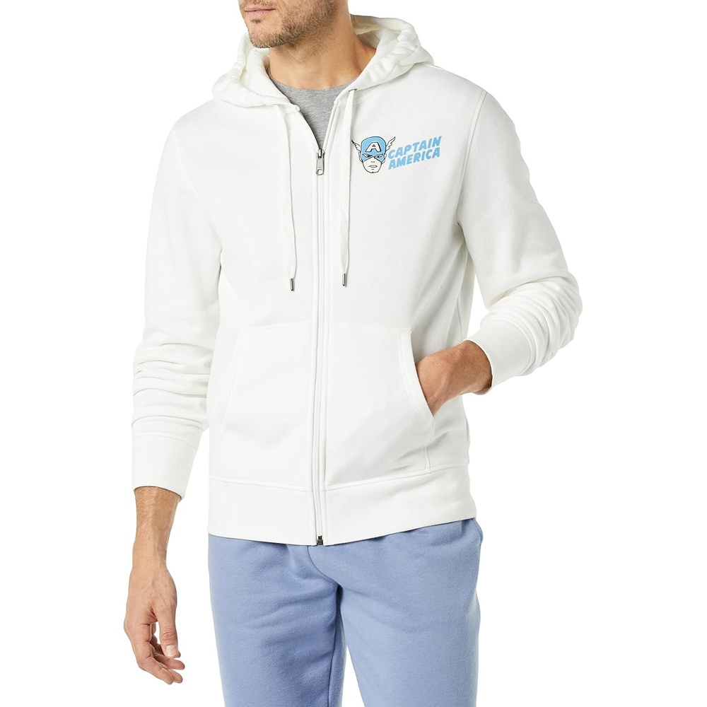 image:imageAmazon Essentials Disney Marvel Star Wars Mens Fleece FullZip Hoodie Sweatshirts Discontinued ColorsMarvel Captain America