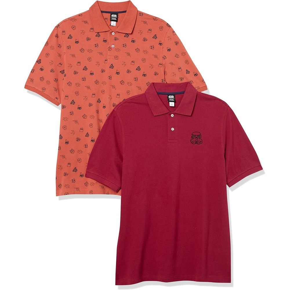 image:imageAmazon Essentials Disney Marvel Star Wars Mens RegularFit Short Sleeve Cotton Pique Polo Shirt Pack of 22pack Star Wars Red Stormtrooper