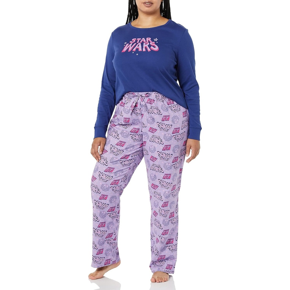 image:imageAmazon Essentials Disney Marvel Star Wars Womens Flannel Pajama Sleep Sets PJs Pants NightwearStar Wars Logo Leia Womens