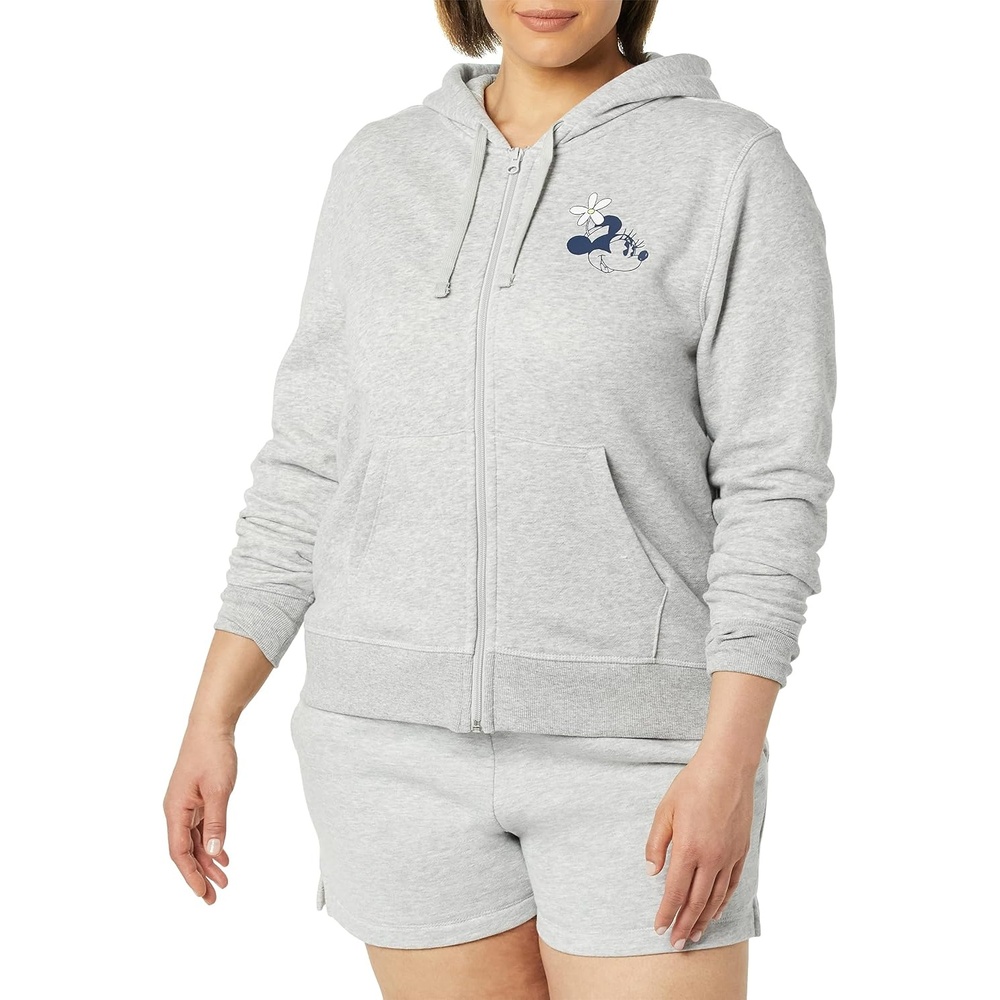 image:imageAmazon Essentials Disney Marvel Star Wars Womens Fleece FullZip Hoodie Sweatshirts Available in Plus SizeHeather Grey Minnie