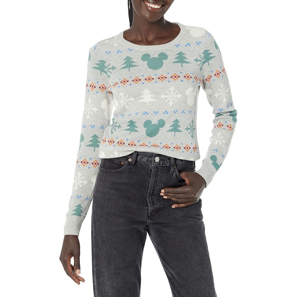 image:imageAmazon Essentials Disney Marvel Star Wars Womens Lightweight Crewneck SweaterMickey Fair Isle Womens