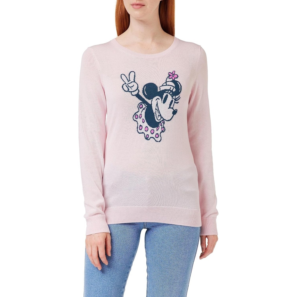 image:imageAmazon Essentials Disney Marvel Star Wars Womens Lightweight Crewneck SweaterMinnie Peace